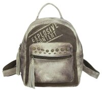 Sunsa Tasche Rucksack Schultertasche Leder Canvas taupe