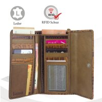 Sunsa Creations "Maja" echt Leder Geldbörse. Portemonnaie aus Leder. Großer Geldbeutel