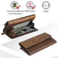 Sunsa Creations "Maja" echt Leder Geldbörse. Portemonnaie aus Lederresten. Großer Geldbeutel