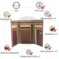 Sunsa Creations "Eva" echt Leder Damen Geldbörse Portemonnaie Brieftasche großer Geldlbeutele