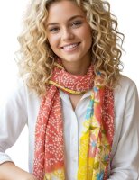 Summer cotton scarf, clematis flowers