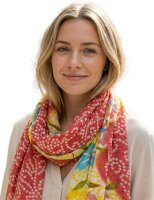 Summer cotton scarf, clematis flowers