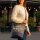 Sunsa Damentasche aus Jeansstoff. Umhängetasche mit Vintage Druckmotive