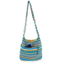 Sunsa Hobo Tasche. Gestreifte Baumwolle Umhängetasche. Vegane Schultertasche. Crossbody bag