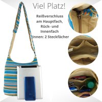 Sunsa Hobo Tasche. Gestreifte Baumwolle Umhängetasche. Vegane Schultertasche. Crossbody bag