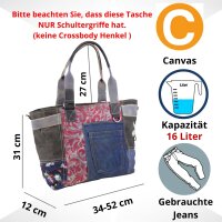 Sunsa Handtasche Damen Schultertasche Canvas Jeanstasche große Shopper