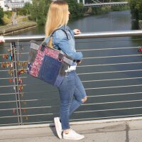 Sunsa Handtasche Damen Schultertasche Canvas Upcycling Jeanstasche große Shopper