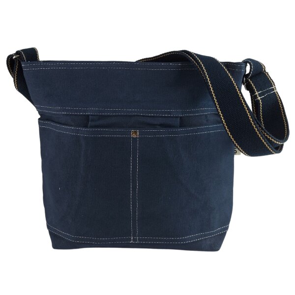 Domelo Damen gewachste Canvas Umhängetasche. Dunkelblaue wasserabweisende Hobo Tasche