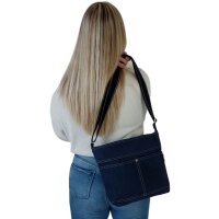 Domelo Damen gewachste Canvas Umhängetasche. Dunkelblaue wasserabweisende Hobo Tasche