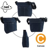 Domelo Damen gewachste Canvas Umhängetasche. Dunkelblaue wasserabweisende Hobo Tasche
