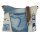 Sunsa Damen Umhängetasche aus beigem Canvas & Upcycling Jeans. Crossbody Tasche