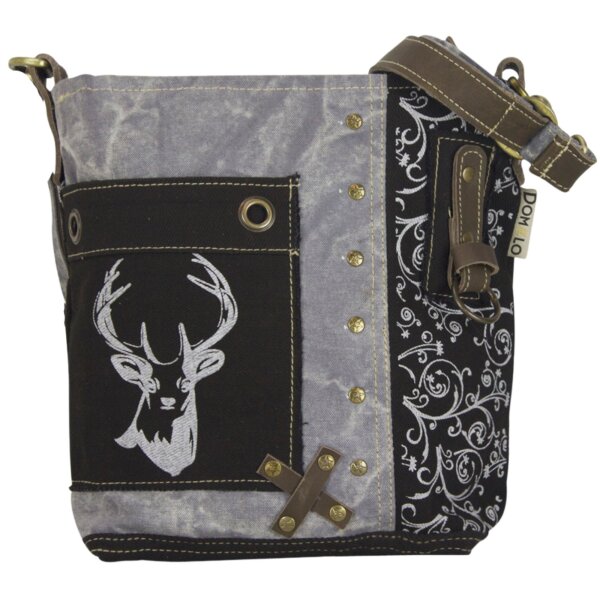 Domelo canvas stonewashed shoulder bag crossbody black