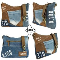 Sunsa Damen Umhängetasche aus braune Canvas & Jeansstoff. Crossbody Tasche