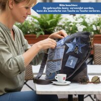 Sunsa Umhängetasche aus Jeansstoff und schwarzem Canvas. Damen Crossbody Bag