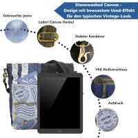 Sunsa Umhängetasche aus Jeansstoff und schwarzem Canvas. Damen Crossbody Bag