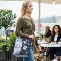 Sunsa Umhängetasche aus Jeansstoff und schwarzem Canvas. Damen Crossbody Bag