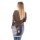 Sunsa Umhängetasche aus recycelter Jeans und schwarzem Canvas. Nachhaltige Damen Crossbody Bag