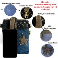 Sunsa kleine Umhängetasche aus Upcycling Jeans und schwarzem Canvas.