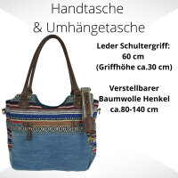Sunsa Handtasche aus Upcycling Jeans & Canvas. große Schultertasche/ Shopper