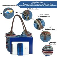 Sunsa Handtasche aus Upcycling Jeans & Canvas. große Schultertasche/ Shopper