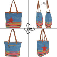 Sunsa Schultertasche Jeans Shopper große Handtasche Damen Jeanstasche