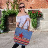 Sunsa Schultertasche Jeans Shopper große Handtasche Damen Jeanstasche