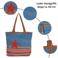 Sunsa Schultertasche Jeans Shopper große Handtasche Damen Jeanstasche