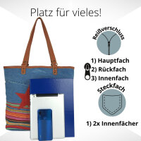 Sunsa Schultertasche Jeans Shopper große Handtasche Damen Jeanstasche