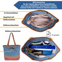 Sunsa Schultertasche Jeans Shopper große Handtasche Damen Jeanstasche