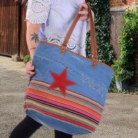 Sunsa Schultertasche Jeans Shopper große Handtasche Damen Jeanstasche