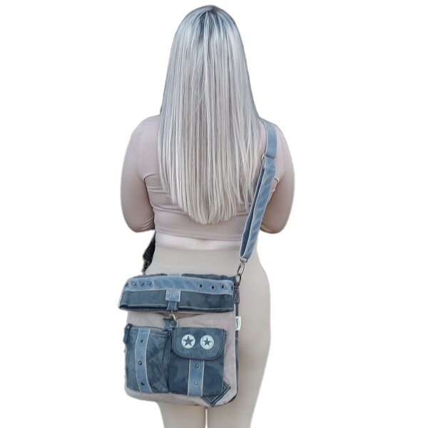 HUA ANGEL Canvas Umhängetasche Damen – Mittelgroß Mit Vielen Fächern, Ideal Für Arbeit & Freizeit
