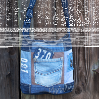 Sunsa Hobo Tasche aus Jeansstoff & braune Canvas. Umhängetasche mit verstellbarem Henkel