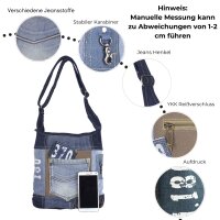 Sunsa Hobo Tasche aus Jeansstoff & braune Canvas. Umhängetasche mit verstellbarem Henkel