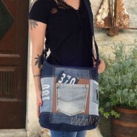 Sunsa Hobo Tasche aus Jeansstoff & braune Canvas....