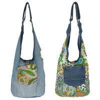 Sunsa Wende Hobo Cotton/Jeans Umhängetasche...