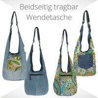 Sunsa Wende Hobo Cotton/Jeans Umhängetasche Schultertasche Crossbodybag