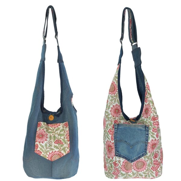 Sunsa Wende Hobo Cotton/Jeans Umhängetasche Schultertasche Crossbodybag