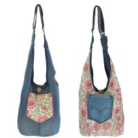 Sunsa Wende Hobo Cotton/Jeans Umhängetasche...
