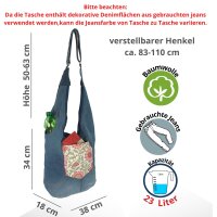 Sunsa Wende Hobo Cotton/Jeans Umhängetasche Schultertasche Crossbodybag
