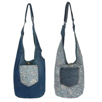Sunsa Wende Hobo Cotton/Jeans Umhängetasche...