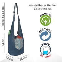 Sunsa Wende Hobo Cotton/Jeans Umhängetasche Schultertasche Crossbodybag