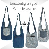 Sunsa Wende Hobo Cotton/Jeans Umhängetasche Schultertasche Crossbodybag