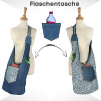 Sunsa Wende Hobo Cotton/Jeans Umhängetasche Schultertasche Crossbodybag