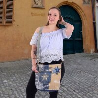 Sunsa Vintage Umhängetasche aus Jeansstoff & Canvas. Damen Crossbody Bag
