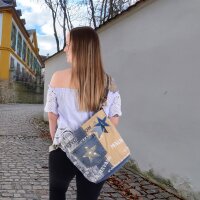 Sunsa Vintage Umhängetasche aus Upcycling Jeans & Canvas. Damen Crossbody Bag