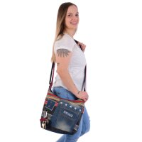 Sunsa Umhängetasche aus Jeansstoff & Canvas. Crossbody Hobo Tasche