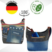 Sunsa canvas bag hobo jeans stonewashed blue shoulder bag crossbody brown