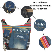 Sunsa Umhängetasche aus Upcycling Jeans & Canvas. Crossbody Hobo Tasche