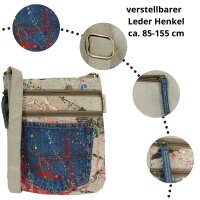 Sunsa kleine Umhängetasche, Canvas Crossbody Bag. Schultertasche mit Abstrakt Kunst Design