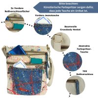 Sunsa kleine Umhängetasche, Canvas Crossbody Bag. Schultertasche mit Abstrakt Kunst Design
